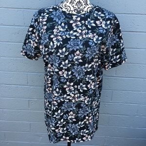 Craft+Flow Navy Blue Pink Flower Shirt